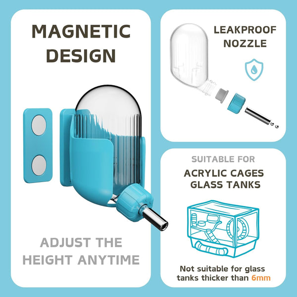 Hamster Water Bottle with Magnetic Holder, 3.4 Oz Water Dispenser for Syrian Dwarf Hamster Mouse Rat Degu4
