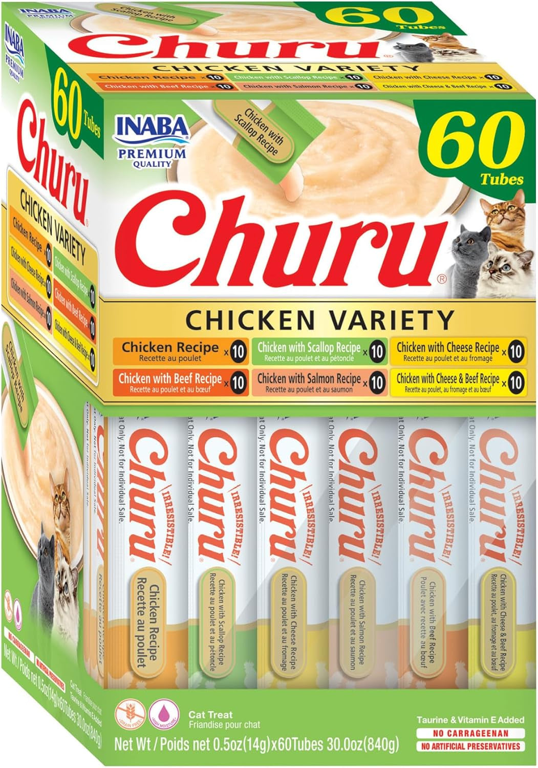 inaba-churu-cat-treats-lickable-squeezable-creamy-puree-cat-treat-with-green-tea-extract-taurine-0-5-ounces-each-tube-50-tubes-tuna-chicken-variety