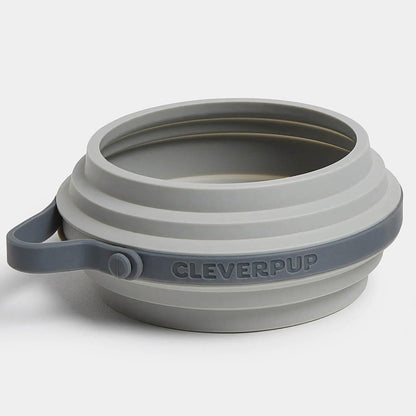 Cleverpup Nomad Large Collapsible Travel Dog Bowl - 4 Cup Bpa-Free Silicone for Medium & Large Dogs, Portable, Food & Water, Dishwasher Safe - Sand11