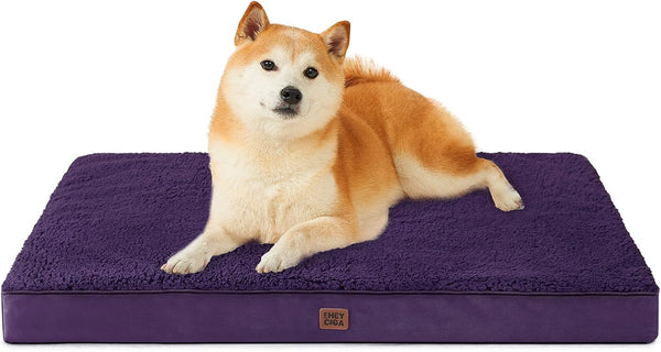 EHEYCIGA Orthopedic Dog Bed Large with Removable Washable Cover,Grey,41X27 | Egg Crate Foam Support,Durable Oxford Fabric,Non-Slip Bottom,Machine Washable,Soft Waterproof Plush Pet Bed Mat for Crate42