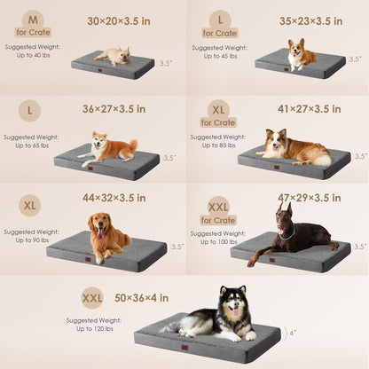 EHEYCIGA Orthopedic Dog Bed Large with Removable Washable Cover,Grey,41X27 | Egg Crate Foam Support,Durable Oxford Fabric,Non-Slip Bottom,Machine Washable,Soft Waterproof Plush Pet Bed Mat for Crate3
