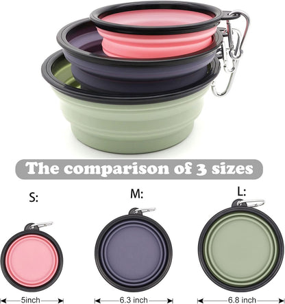 2-Pack Small Dog Travel Bowl, Collapsible Bowls for Dogs | Foldable Cat Water Bowl, Portable Pet Feeding Watering Traveling Dish (Black & Orange)5