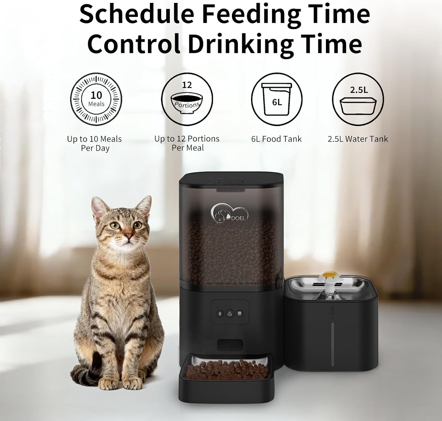 doel-2-4ghz-wifi-automatic-cat-feeder-and-water-fountain-6l-24-cups-timed-dry-food-dispenser-for-2-5-weeks-with-app-remote-control-voice-for-small-medium-dog-puppy-kitten