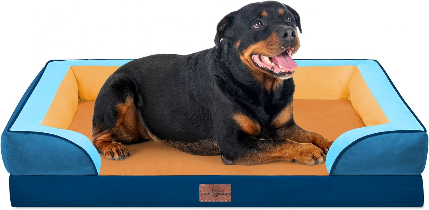 comfort-expression-orthopedic-dog-bed-for-extra-large-dogs-with-bolster-waterproof-dog-couch-bed-with-washable-cover-non-slip-bottom-supportive-egg-crate-foam-xl-pet-bed-42x30-inch
