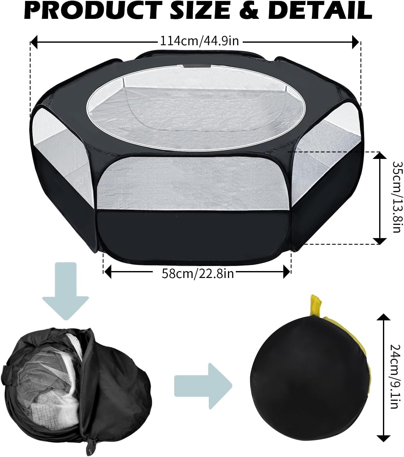 uwe-small-animal-playpen-waterproof-foldable-pet-playpen-black-anti-escape-exercise-pet-tent-bite-resistant-breathable-mesh-leakproof-base-easy-fold-storage-indoor-outdoor-for-pets