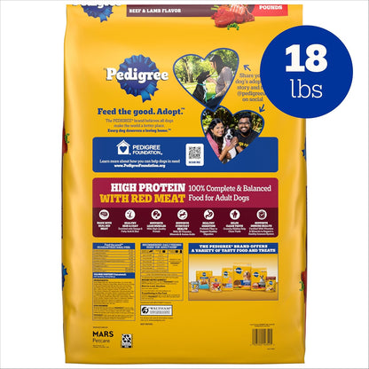 Pedigree High Protein Adult Dry Dog Food, Beef and Lamb, 18 Lb | Real Red Meat, 25% More Protein, 36 Vitamins & Minerals, Prebiotic Fiber, Omega 6 & Zinc, 100% Complete & Balanced8