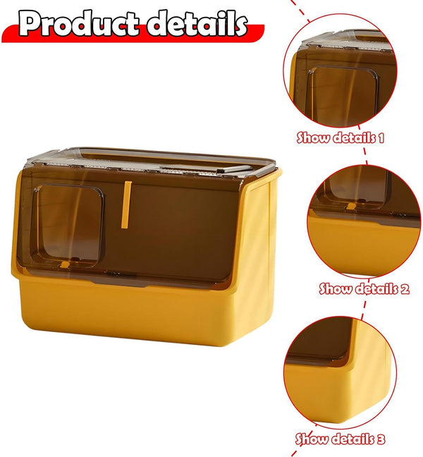 Hooded Cat Litter Box Enclosed Covered Toilet Container Sturdy Deep Pan Portable Pet Supplies Kitten Potty- Yellow6