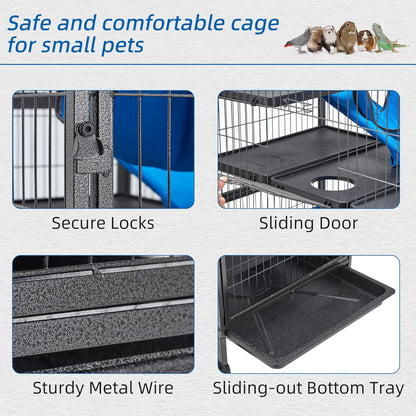 HABUTWAY 50''H Metal Small Animal Cages, Rolling Chinchilla Cage with Removable Ramps, Lagre Cage for Chinchillas/Guinea Pigs/Rabbit, Ferret Cages with Hammock & 5 Tiers, Black5