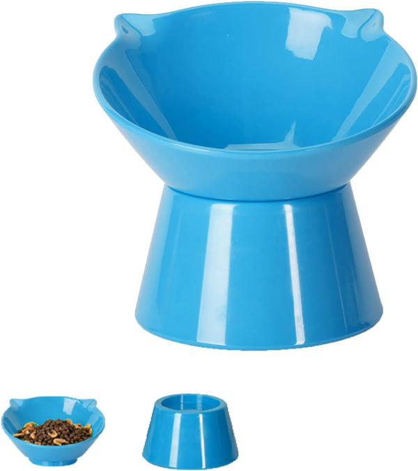Detachable Elevated Cat Bowls, 15° Tilted Raised Cat Food Bowl Anti-Vomiting, Whisker Friendly, Adjustable Pet Cat Dishes for Protecting Spine, Adult Kitten (White)10