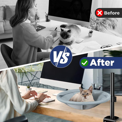 AIPERRO Cat Desk Bed - 360° Rotating & Height Adjustable Cat Hammock Perch, Sturdy Cats Bed for Desk with Removable Washable Cover, Supports up to 60Lbs, Perfect for Indoor Cats3