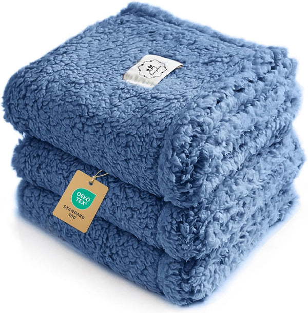 1 Pack 3 Calming Blankets Fluffy Premium Fleece Pet Blanket Soft Sherpa Throw for Dog Puppy Cat Beige Small (23" X16'')13