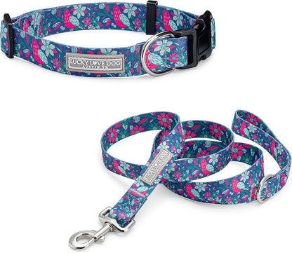 Lucky Love Dog - Easy Click Buckle Dog Collar with Leash Set Combo, Durable & Comfortable for Male & Female Dogs, Pet Collar for Medium Dogs, Secure Fit - Blackbird Combo, Medium29