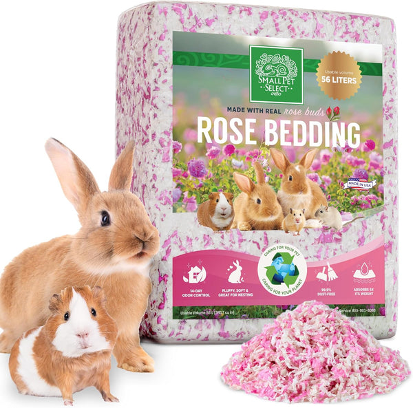 Small Pet Select Rose Paper Bedding, Odor Control, 56 L | with Real Rose Petals, Soft Absorbent Bedding, Made in USA, for Guinea Pigs, Rabbits, Hamsters & Small Pets1