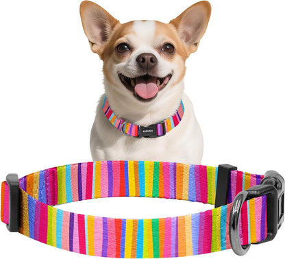 Kazazoo Dog Collar Cute and Soft Nylon Puppy Collar Girl Dogs, Adjustable Purple Dog Collars for Medium Dogs, Purple Flowers-M11