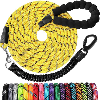 Long Dog Leash 15 FT: Heavy Duty Rope Leashes for Dogs Training with Swivel Lockable Hook Reflective Threads Bungee and Padded Handle - Dog Lead for Large Small Medium Dogs outside Walking Hiking27