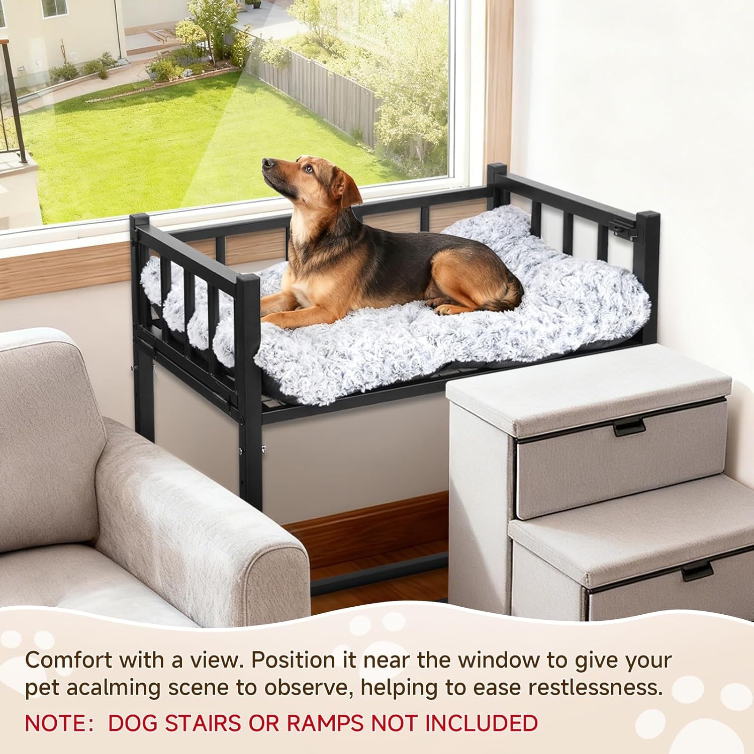 beside-dog-bed-and-mattress-set-metal-three-sided-fence-pet-dogs-bed-frame-adjustable-height-dogs-bed-extension-attachment-for-human-bed-for-small-medium-puppy25-5l-x-17-7w