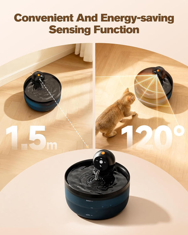 Cat Water Fountain Wireless Cordless: Cat Fountain for Drinking Battery Operated - 88Oz/2.6L Black Pet Water Fountain Rechargeable - Quiet Cats Water Bowl Dispenser with Motion Sensor - Small Animals4