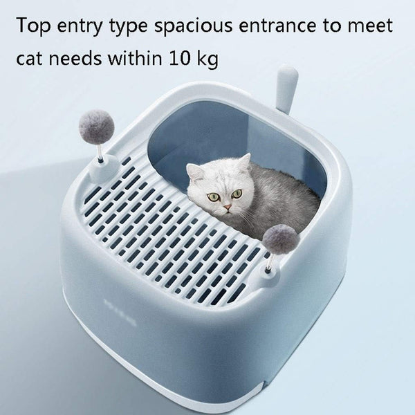 Dog Potty Training Toilet ﻿ Creative Cat Litter Box Fully Enclosed Drawer Top Entry Toilet Supplies Oversized Deodorant Pan (Blue)(Pink)8