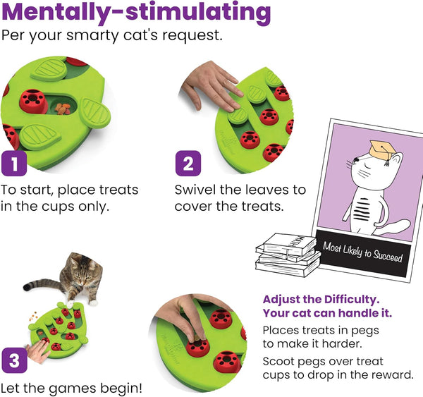 Catstages Nina Ottosson Buggin’ Out Puzzle & Play Cat Puzzle Feeder – Interactive Treat Game for Indoor Cats, Level 2 Slow Feeder Enrichment Toy, 13.9" X 11.5"5