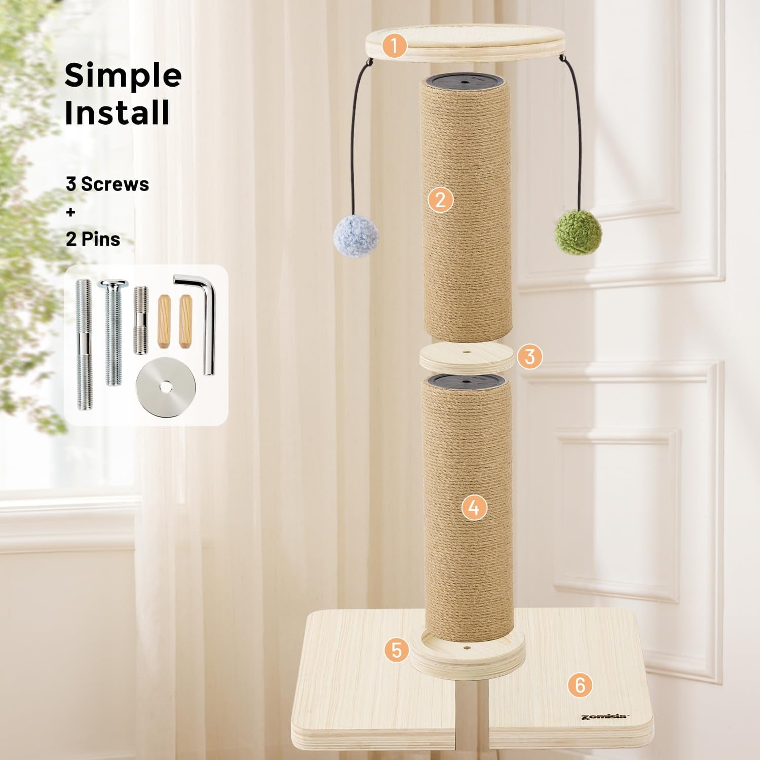 zomisia-35-tall-cat-scratching-post-for-indoor-cats-adults-4-7-large-scratch-post-thicken-wooden-base-sisal-scratcher-top-dangling-balls-super-sturdy
