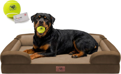 Waterproof Orthopedic Dog Bed for Extra Large Sized Dogs | Memory Foam Pet Bed Sofa with Bolster, Dog Couch with Washable Cover & Non-Slip Bottom, 42X30 Inch, Grey34