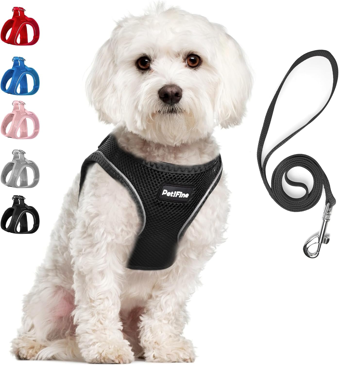 small-dog-harness-and-leash-set-breathable-step-in-puppy-cat-harness-xs-reflective-for-safe-easy-walking-soft-light-puppy-vest-escape-proof-no-pull-harness-for-dogs-all-weather-air-mesh-harness