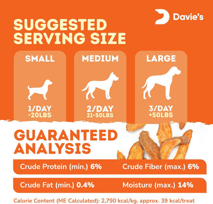 Davie'S Sweet Potato Dog Treats - Healthy, Natural Dog Chews, Low Fat, 1 Lb. Bag6