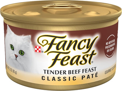 Purina Fancy Feast Tender Beef Feast Classic Grain Free Wet Cat Food Pate - (Pack of 24) 3 Oz. Cans1