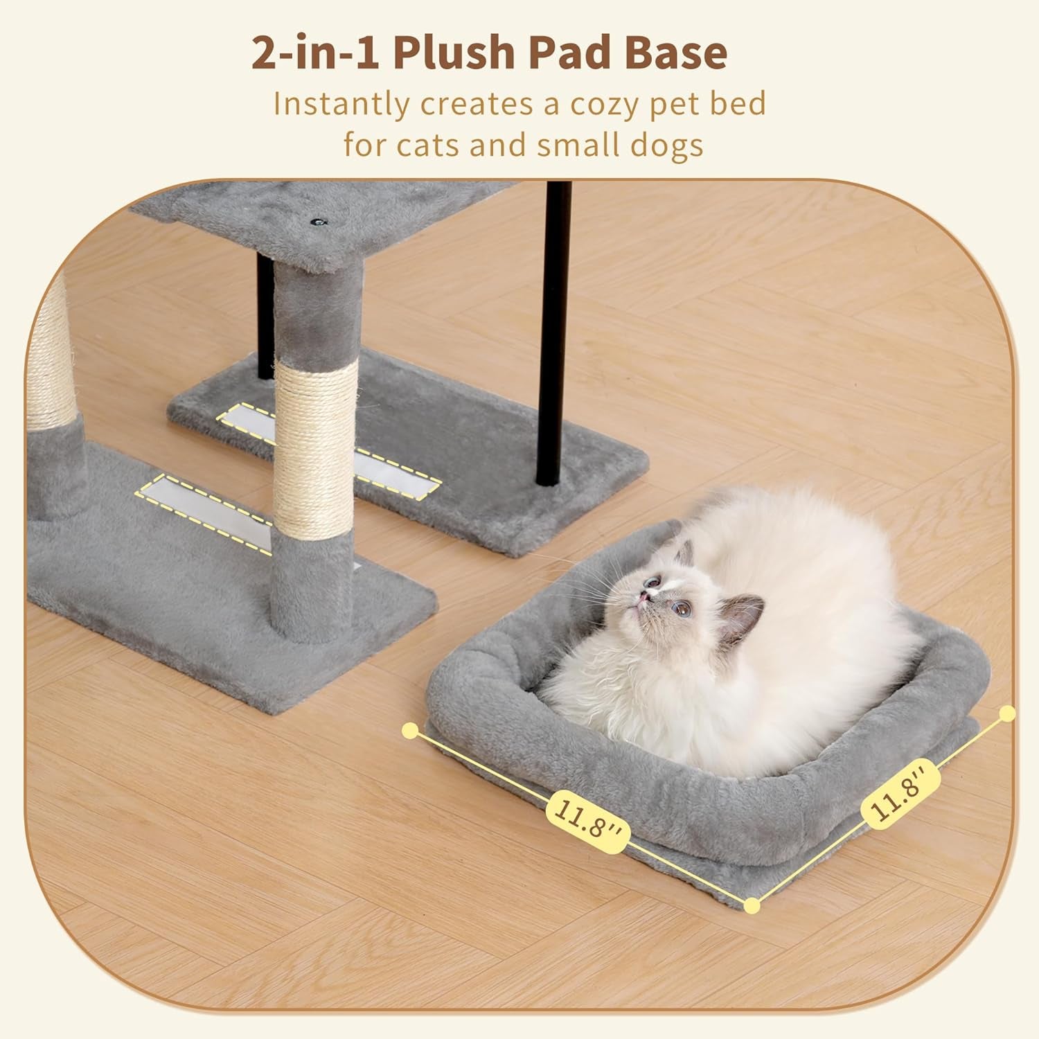 heybly-cat-tree-45-3-inch-cat-tower-for-indoor-cats-with-large-perch-all-in-one-cat-furniture-with-cozy-bed-hidden-space-cat-condo-comfy-hammock-scratching-posts-3-pompoms-light-gray-hct202sw