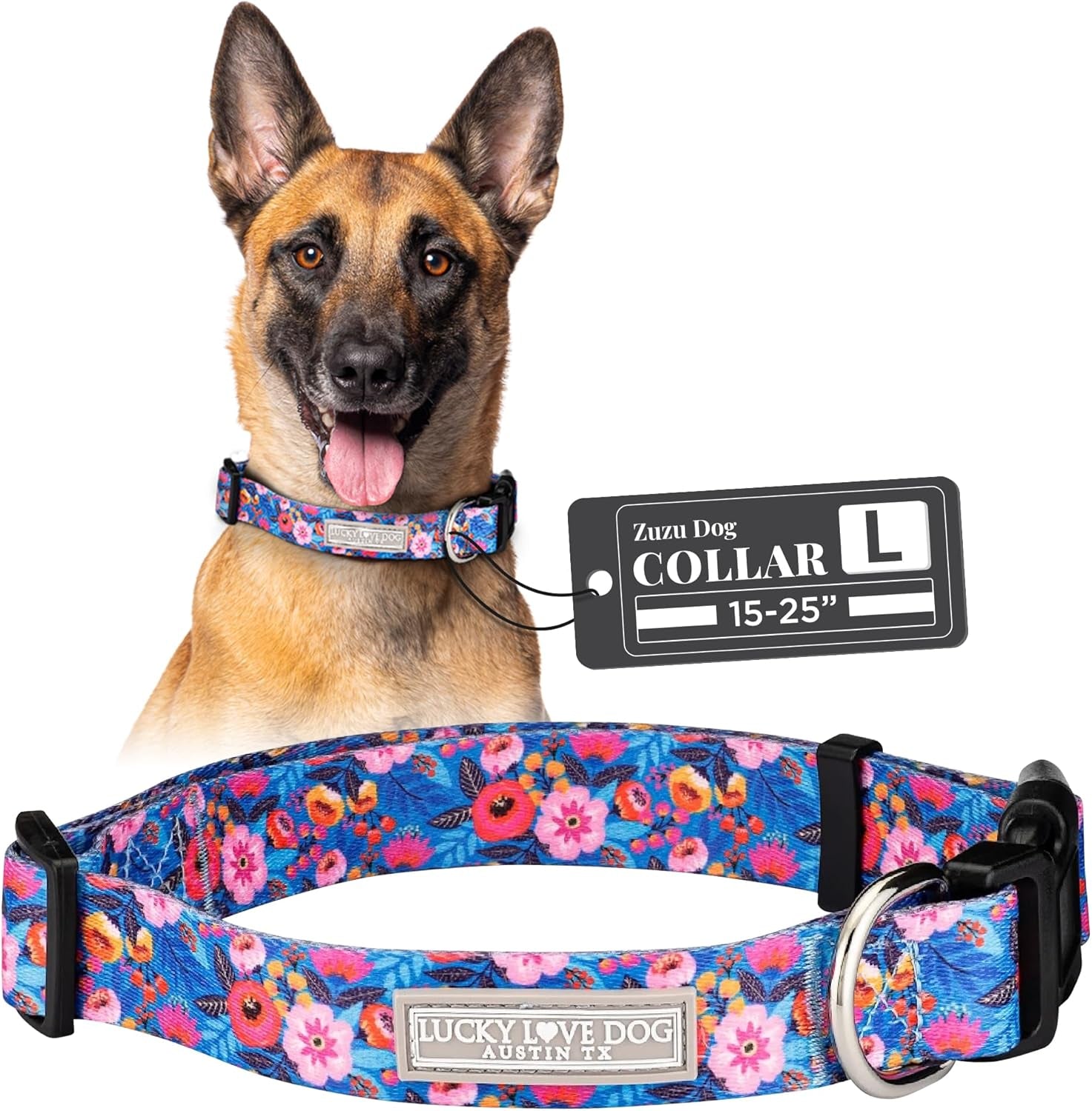 lucky-love-dog-easy-click-buckle-dog-collar-with-leash-set-combo-durable-comfortable-for-male-female-dogs-pet-collar-for-medium-dogs-secure-fit-blackbird-combo-medium