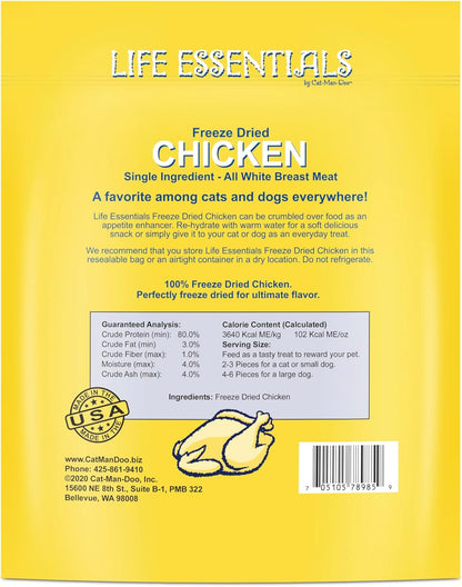 Life Essentials by Cat-Man-Doo | Chicken - 5Oz. Bag | Freeze Dried Chicken Cat & Dog Treats | Healthy, Single Ingredient, Training Treats, High Protein2