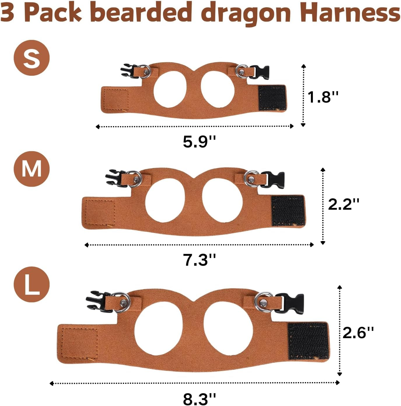 3-pack-bearded-dragon-harness-and-leash-set-adjustable-soft-leather-lizard-harness-leash-small-animal-traction-rope-training-walking-vest-accessories-for-reptile-squirrel-rat-brown