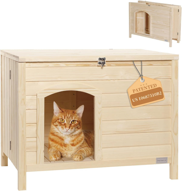 Petsfit Folding Litter Box Enclosure, No Tools Required for Assembly, Cat Litter Box Furniture Hidden, Fit Most of Litter Box, Dog House Cat House, 30" L×21" W×24.5" H1