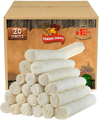 Cowdog Chews Retriever Roll 9-10 Inch All Natural Rawhide Product (20 Pack)1