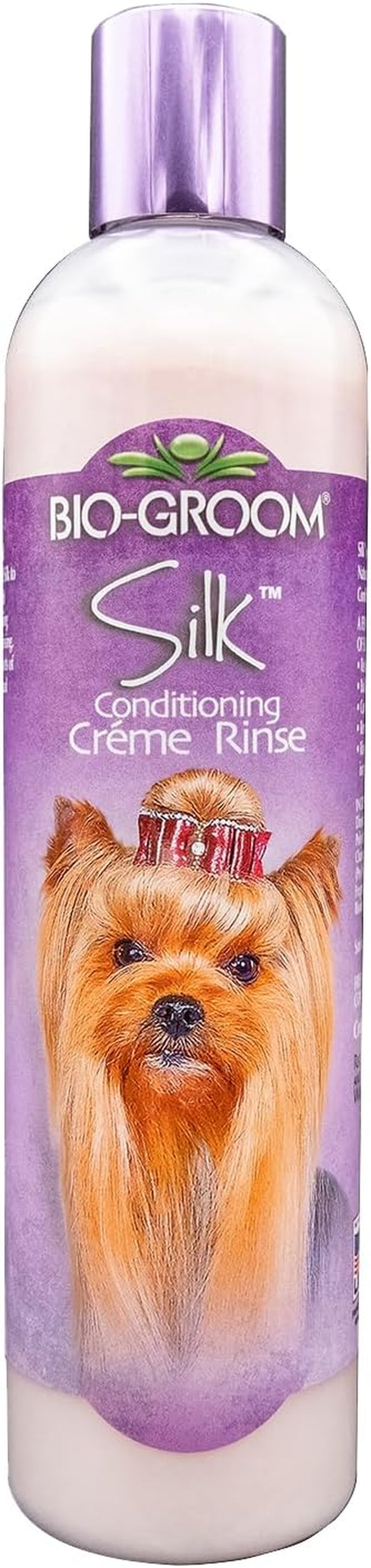 bio-groom-silk-creme-rinse-dog-puppy-conditioner-hair-detangler-for-dogs-moisturizes-skin-coat-removes-tangles-frizz-made-in-usa-1-gallon