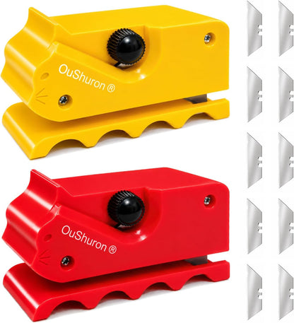 2PCS Cardboard Cutter for Cat Scratchers, DIY Cardboard Strip Cutter with 10 Spare Precision Blades for Custom Cat Beds, Furniture & Scratch Pads (Red & Yellow)1