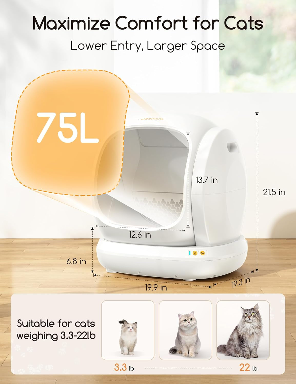 meowant-self-cleaning-cat-litter-box-75l-extra-large-open-automatic-cat-litter-box-for-multi-cats-integrated-safety-protection-app-control-odor-removal-smart-box-with-mat-liner