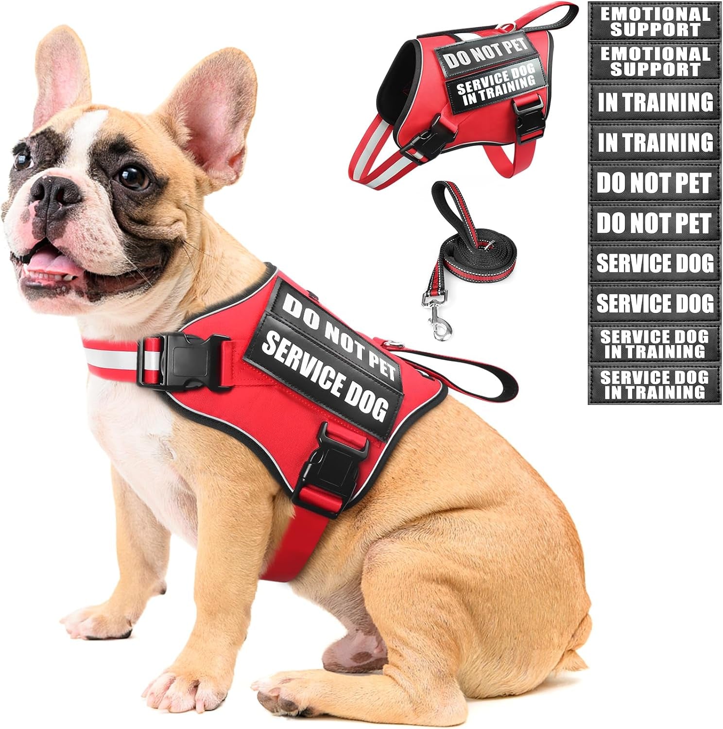 service-dog-vest-harness-and-leash-set-10-patches-no-pull-adjustable-reflective-dog-harness-with-soft-padded-handle-for-training-everyday-fit-small-medium-large-extra-large-dogsred-xl-no-pull-adjustable-reflective-service-dog-harness-large-sized-dog-leash-with-2-soft-padded-handles-for-training-working