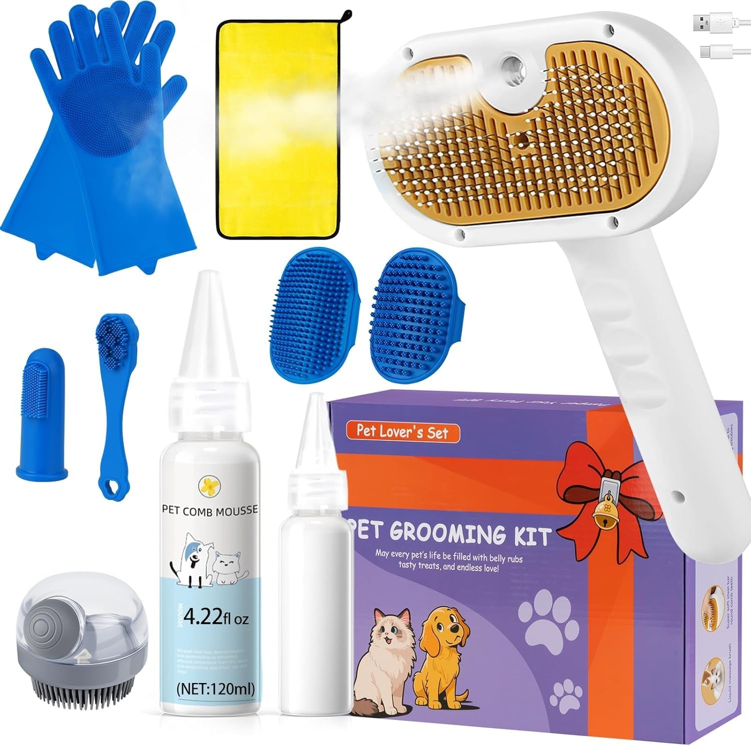 pet-steam-brush-for-dogs-cats-3-in-1-shedding-grooming-tool-self-cleaning-spray-comb-with-mist-dog-brush-for-shedding-cat-brush-for-hair-removal-long-haired-pets-waterless-shampoo