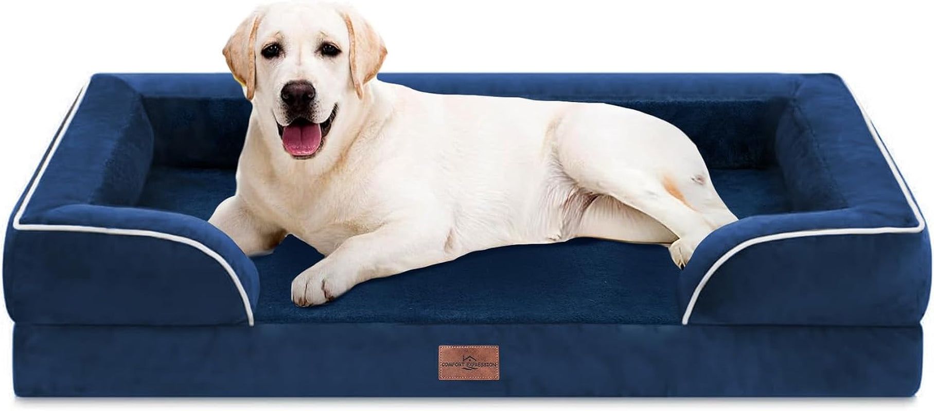 comfort-expression-orthopedic-dog-bed-for-extra-large-dogs-with-bolster-waterproof-dog-couch-bed-with-washable-cover-non-slip-bottom-supportive-egg-crate-foam-xl-pet-bed-42x30-inch