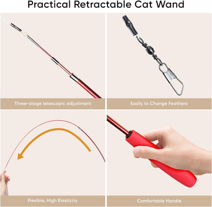 Cat Toys for Indoor Cats, 13 Packs Interactive Cat Wand Toy Set | Kitten Toys Feather Toys & Teasers, Fun Cat Toys for Exercise, Playtime and Boredom Relief5