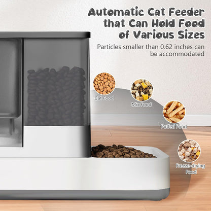 Gearroot Automatic Cat Feeder and Water Dispenser, 2 in 1 Gravity Pet Food Feeder and Water Dispenser Detachable Cat Food Dispenser for Small Dogs and Cats, Gray5