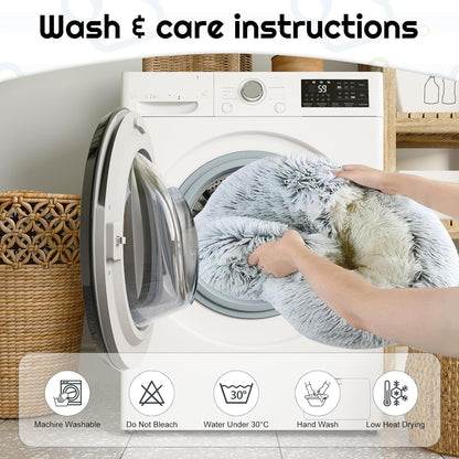 Calming Dog Bed Fluffy Plush Pet Bed under 35 Pound，Large Cave Bed Washable Non-Slip Cat Nest Pod Windproof，Cozy Indoor Cave for Kitten Dog Non-Slip Bottom (L-31.5In)4