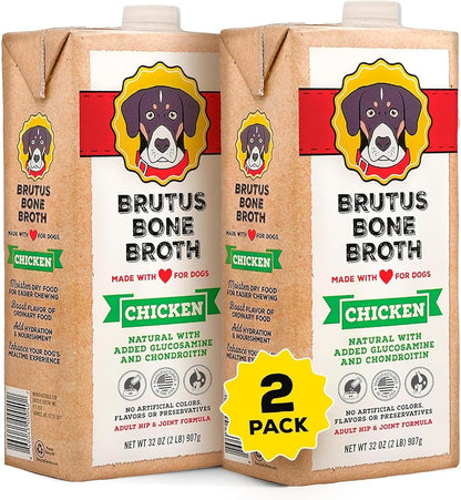 Brutus Chicken Broth Liquid for Dogs - All Natural Chicken Bone Broth for Dogs with Chondroitin Glucosamine Turmeric -Human Grade Dog Food Toppers for Picky Eaters & Dry Food -Tasty & Nutritious12