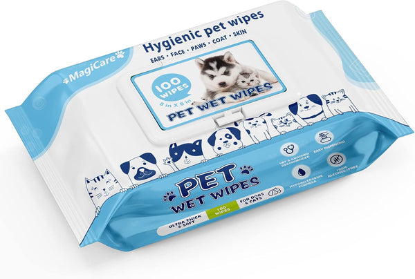 MAGICARE Pet Wipes – 400 Pcs Dog Wipes – 8X8 Inch Unscented Dog Paw Cleaner Wipes for Body, Ears, Face, and Skin – Ultra Thick & Soft with Hypoallergenic Formula – Ideal Pet Wipes for Dogs & Cats8