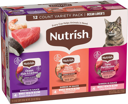 Nutrish Ocean Lover'S Wet Cat Food Variety Pack, 2.8 Oz. Cup (Rachael Ray) | Includes 12 Cups of Three Grain Free Recipes: Fisha-A-Licious, Chicken & Shrimp Pawttenesa and Tuna Purrfection13