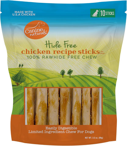 Canine Naturals Rawhide Free Chicken Recipe Dog Chews, Sticks, 40 Count | 100% Rawhide Free, USA Raised Chicken, All-Natural, Easily Digestible, 5 in Sticks, Dog Treats for All Dogs, Value Pack8
