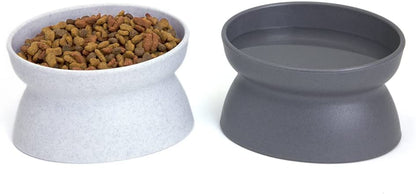 Kitty City Elevated Cat Bowls (Set of 2), Whisker-Friendly Raised Cat Food & Water Dishes, Modern Pedestal Design, Dishwasher Safe, 6.5 Oz Each – White & Gray4