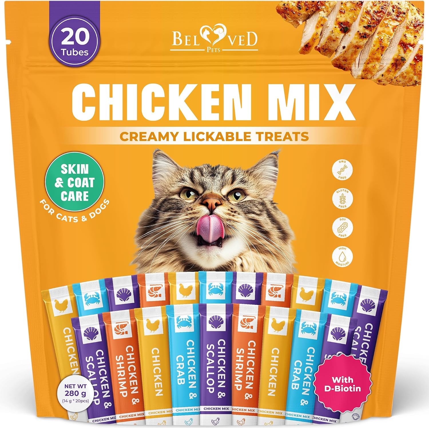 beloved-pets-creamy-lickable-cat-treats-wet-food-squeeze-tubes-liquid-kitten-snacks-skin-coat-health-multivitamin-treats-for-cats-small-dogs-lick-up-chicken-mix-40-sticks