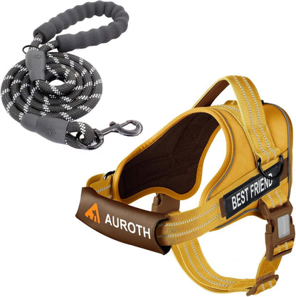 AUROTH Dog Harness and Leash Set, Soft Padded Service Dog Vest with 5.25FT Dog Leash, No Choke, Easy on Pet Vest, Adjustable Reflective No Pull Pet Vest Medium Sized Dog, Easy Walking and Training29